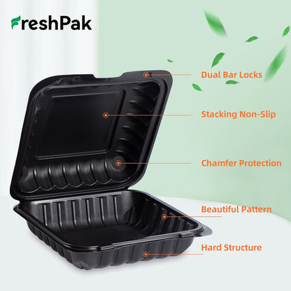 Meal Prep Container Reusable 40 Pack 34oz - Shrink Wrap Leakproof | Portion Control Leftover Plastic Food Containers with Lid | BPA Free Freezer & Microwave Safe | 4 Compartment Takeout Boxes