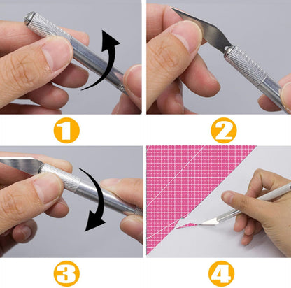 Self Healing Sewing Mat, Exacto Knife Precision Carving Craft Hobby Knife Kit for DIY Art Work Cutting, Hobby, Stencil, Scrapbooking-A4 (Pink)