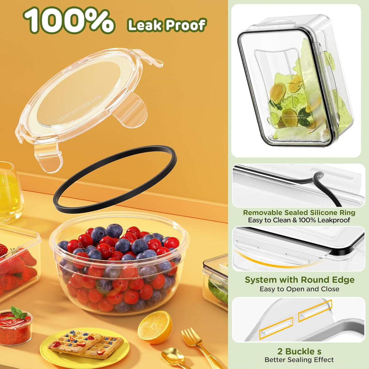 62 PCS Large Food Storage Containers with Lids Airtight (31 Lids &31 Containers) - Leakproof Meal-Prep Containers for Kitchen Storage Reusable Plastic Microwave/Dishwasher Safe with Labels & Pen