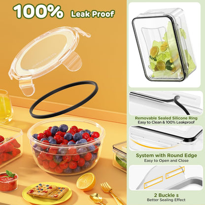 62 PCS Large Food Storage Containers with Lids Airtight (31 Lids &31 Containers) - Leakproof Meal-Prep Containers for Kitchen Storage Reusable Plastic Microwave/Dishwasher Safe with Labels & Pen