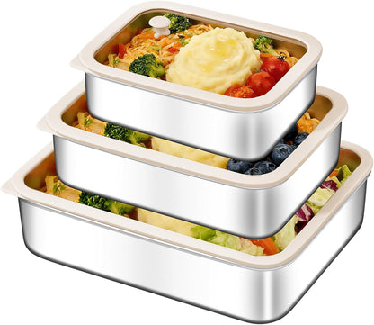 GIUOIDUO stainless steelFood Storage Containers setsstorage box with lidfreezer FrozenKitchen tray with lidOven plateSide dish plate Freezer & Dishwasher Safe
