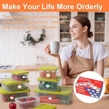 7000pcs Days of The Week Stickers Colored Dot Food Labels Removable Date Labels with Dispenser Box for Food Containers Restaurant Supplies