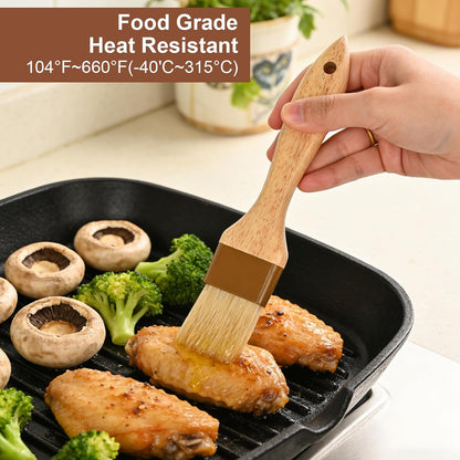 Pastry Brush, Natural Bristle Basting Brush for Cooking and Baking, Premium BBQ Brushes for Butter, Oil, Egg, Sauce, Turkey, Marinade and Kitchen Food by SFIUYLB