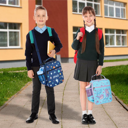 Kids Insulated Lunch Box Bag, Thermal Picnic Cool Bags with Adjustable Strap for Adults Children Women Men Boys Girls School Work (CAM-Blue)
