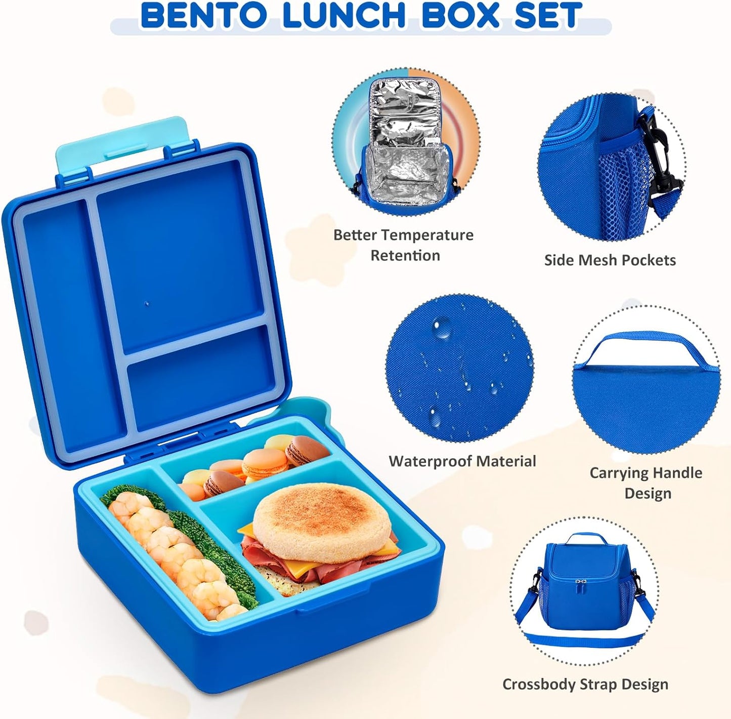 Pawtong Lunch Box Set with Bento Box Container, 17OZ Stainless Steel Food Soup Thermo, Kids Water Bottle & Portable Insulated Lunch Bag, Leakproof, Hot/Cold Retention for School, Travel (Purple-Horse)