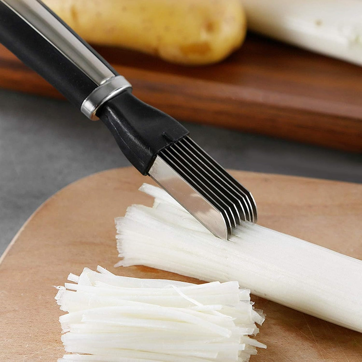 Green Onion Shredder, Stainless Steel Chopped Green Onion Knife, Professional Scallion Shredding Tool, Kitchen Tool Slice Cutlery Vegetable Cutter Sharp Scallion Cutter Shred Knife (1)