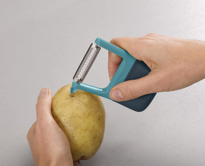Joseph Joseph Duo Easy-Grip Julienne Peeler, Vegetable Kitchen Peeler and Potato-Eye Remover, Dark Opal