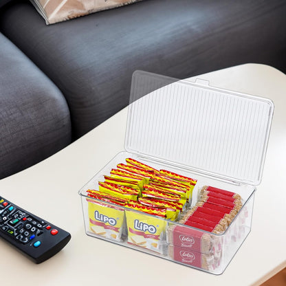 ZEXALOR Clear Plastic Storage Bin with Lid, Makeuo Holder, Fridge Organizer, Refrigerator Organizers and Storage, Small Container for Pantry, Office, Dresser, Bathroom, Kitchen, Snack