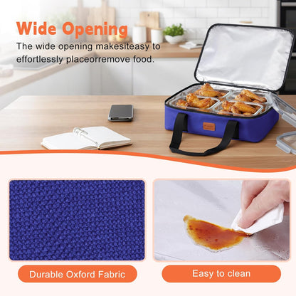 Insulated Casserole Carrier, Double Decker Food Carriers for Hot or Cold Food, Portable Leakproof Thermal Bag for Travel/Potluck Parties/Picnic/Cookouts (Red)