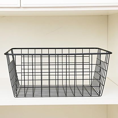11" Upright Freezer Storage Baskets, Black Wire Storage Bins Small Bakset for Freezer, Pantry, Bathroom Organizing, Set of 2