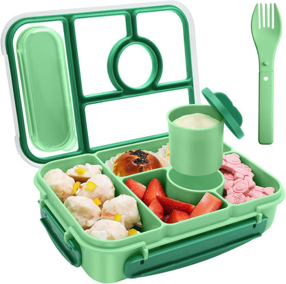 Amathley Bento Box Adult Lunch Box Kids,Lunch Containers for Adults/Kids/Toddler,5 Compartments Bento Lunch Box with Sauce Vontainers,Microwave & Dishwasher & Freezer Safe,BPA-Free (Blue)