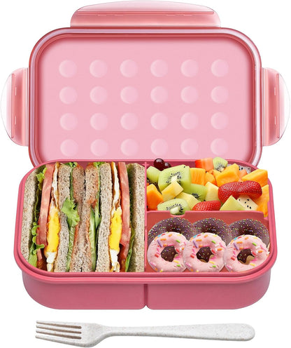 Itopor Classic Wheat Straw Bento Box, Leak-Proof 3-Compartment Lunch Box for Adults & Older Kids, BPA-Free Meal Prep Food Container with Fork, Microwave & Dishwasher Safe, 5.5 Cup, Sage Green