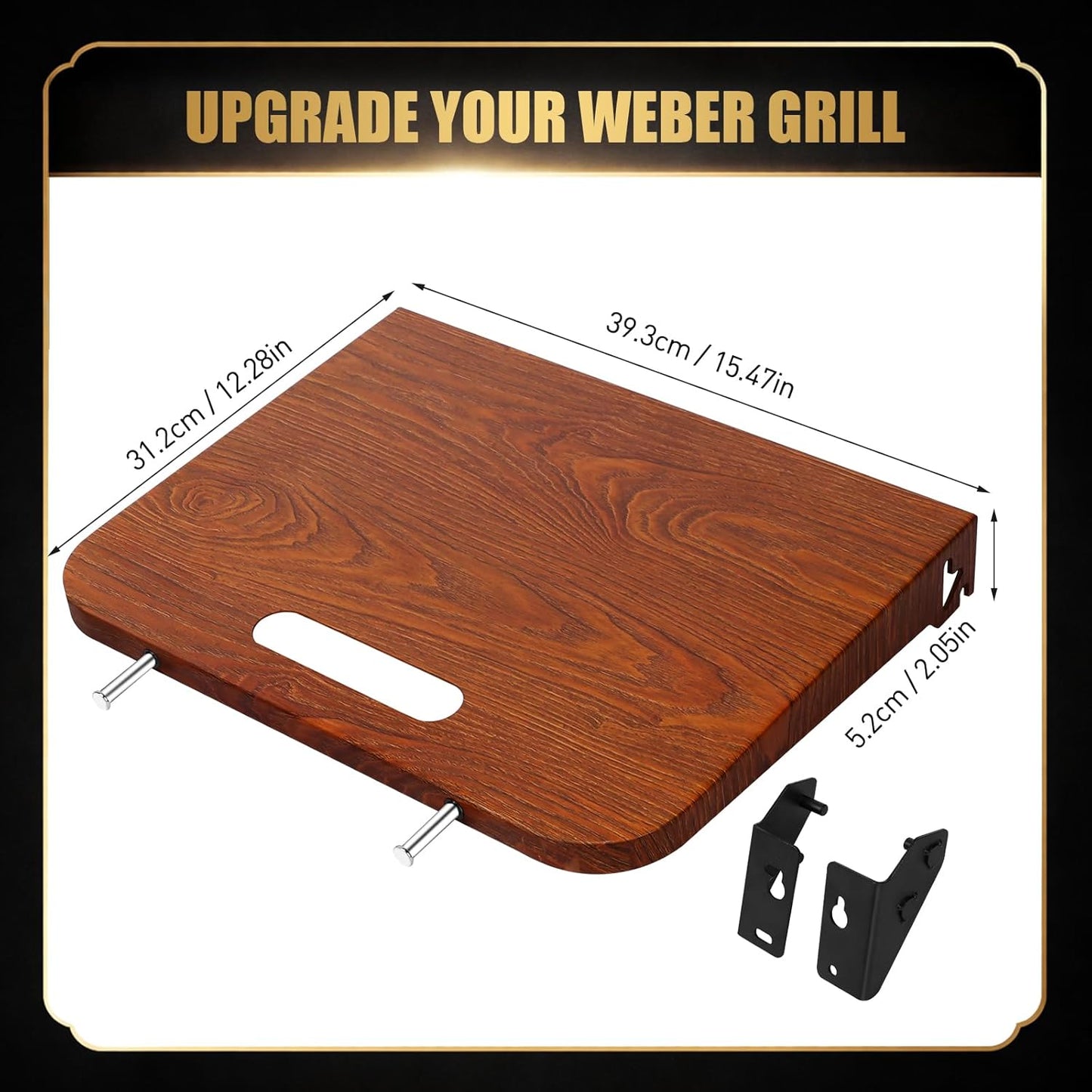 QuliMetal Folding Front Shelf for Traeger Pro 34, Texas Elite 34, Century 885 and Eastwood 34, 37" x 12" Heavy-Duty Grill Prep Table with Cutting Board, Stainless Steel Basin, Lid and 5 Hooks