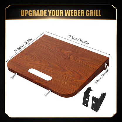 QuliMetal Folding Front Shelf for Traeger Pro 34, Texas Elite 34, Century 885 and Eastwood 34, 37" x 12" Heavy-Duty Grill Prep Table with Cutting Board, Stainless Steel Basin, Lid and 5 Hooks