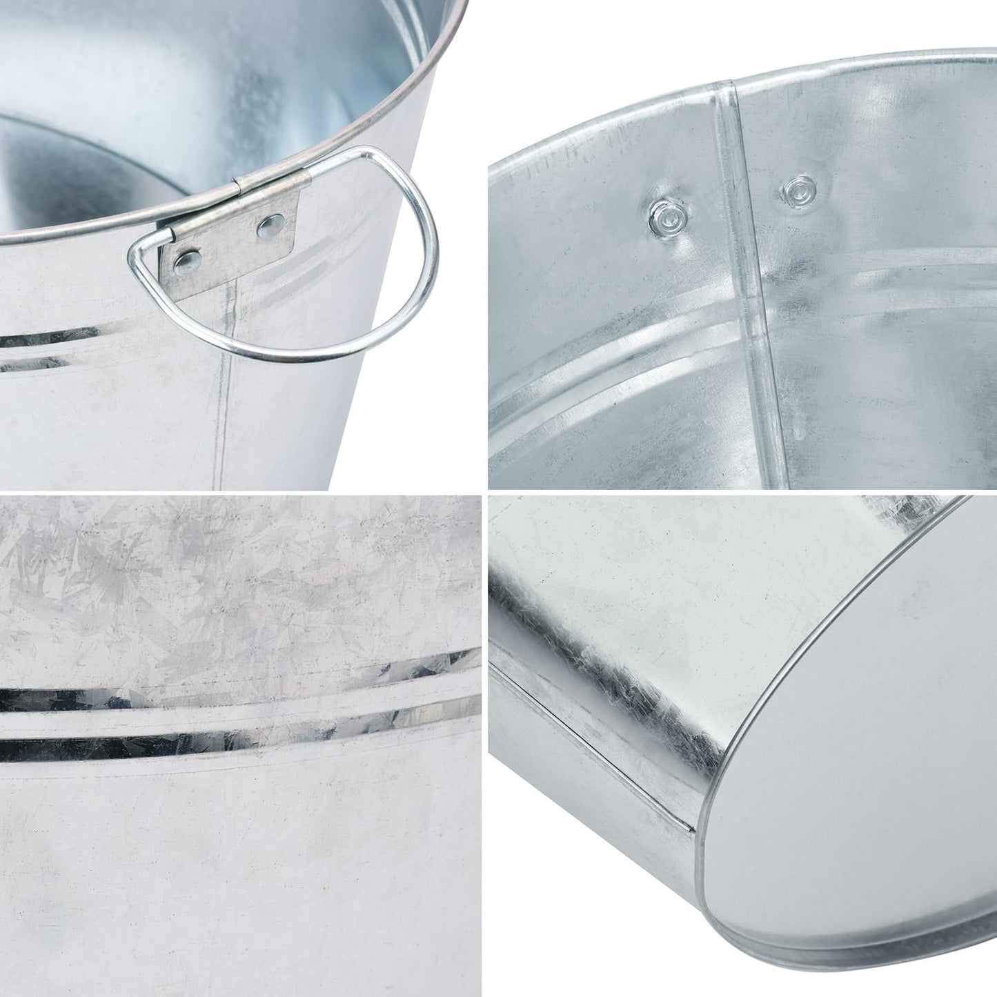 3 PCS 15.3 x 9 x 6 inches Black Metal Galvanized Tub with Handles, 3 Gallon Galvanized Beverage Tubs for Parties, Large Metal Drink Ice Buckets for Beer, Wine, Cocktails & Outdoor Events
