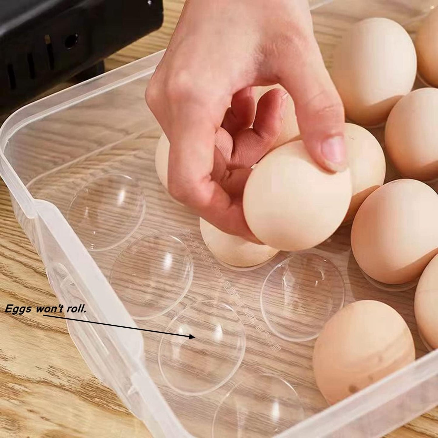 Deviled Egg Tray with Lid, 2-Layer, Stackable Egg Carrier Holder for Refrigerator, Camping Food Storage Container with Handle, Large, 40 eggs(transparent)