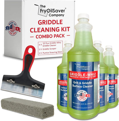 Griddle-Whiz Grill & Griddle Cleaner | Removes Grease, Food Residue, Burnt On Organics | Non-Toxic High Heat Flat Top Grill Cleaner & Food Contact Surface | Non-Caustic Formula by FryOilSaver (32oz)