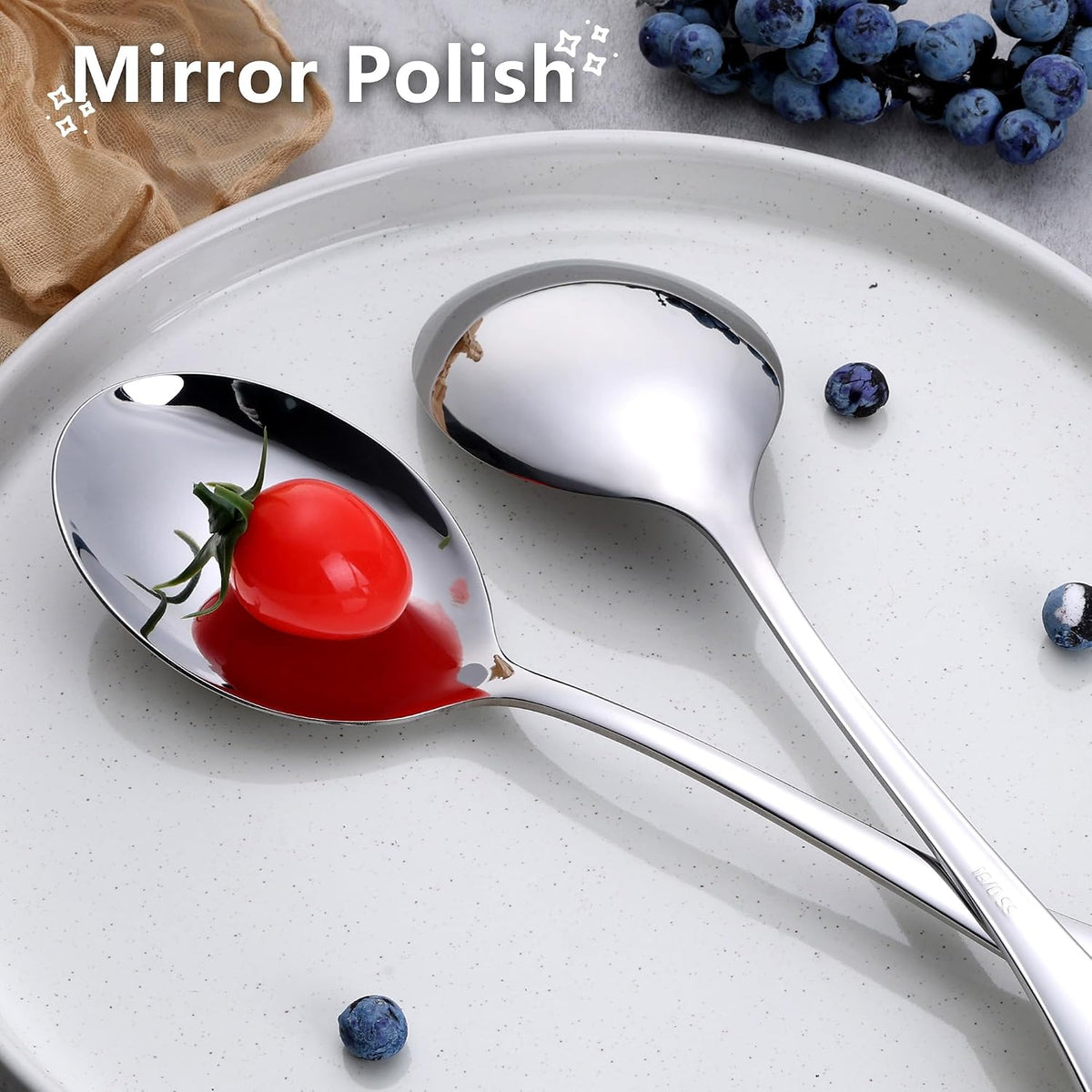 E-far Large Serving Spoons Set of 4, Stainless Steel Serving Utensils Set