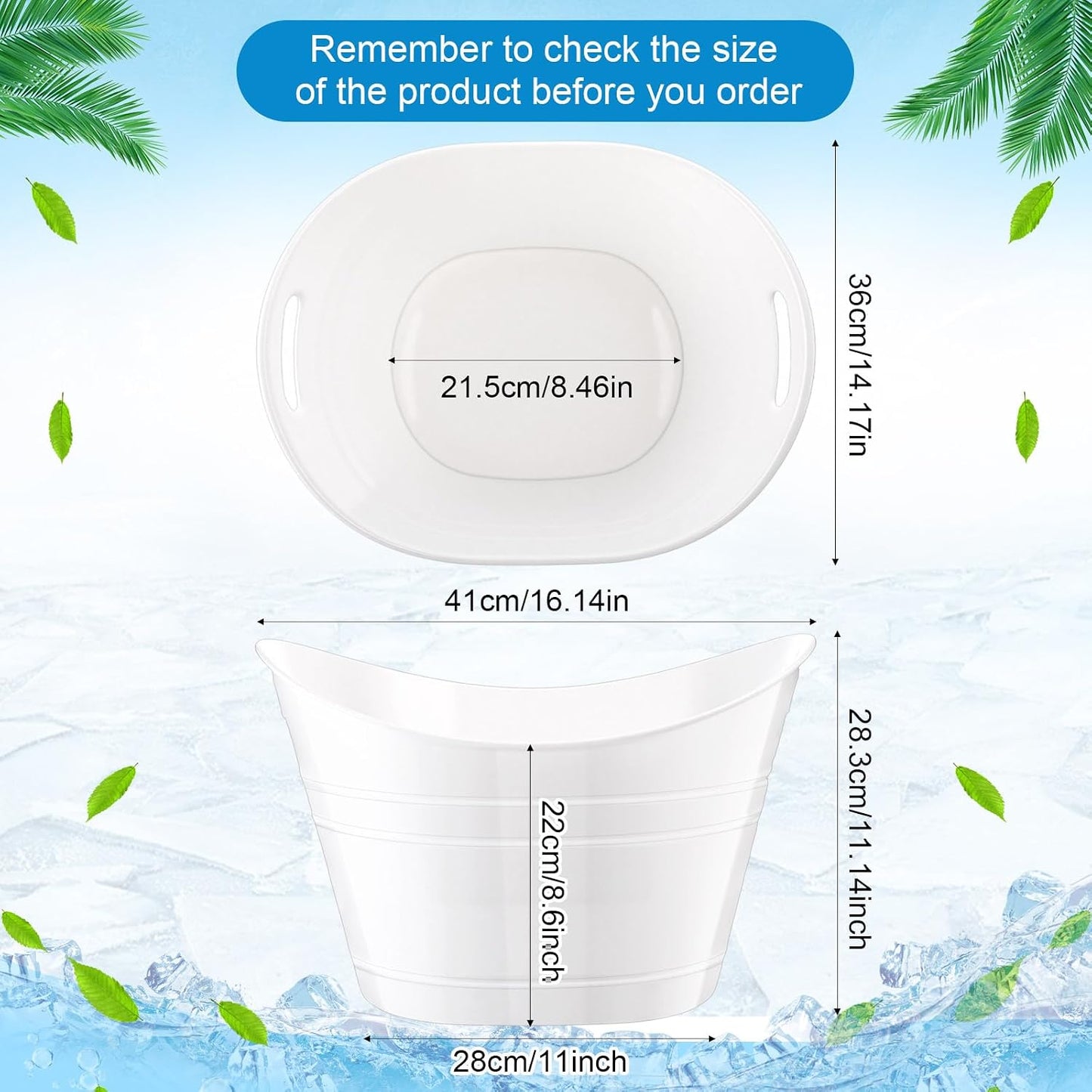 Patelai 6 Pcs Ice Buckets Bulk, Plastic Ice Buckets with Handles, Oval Storage Tub, Large Capacity Drink Tub for Party Bar Wine Beer Champagne Beverage Bottle Cooler(4.5 Liter,Clear)