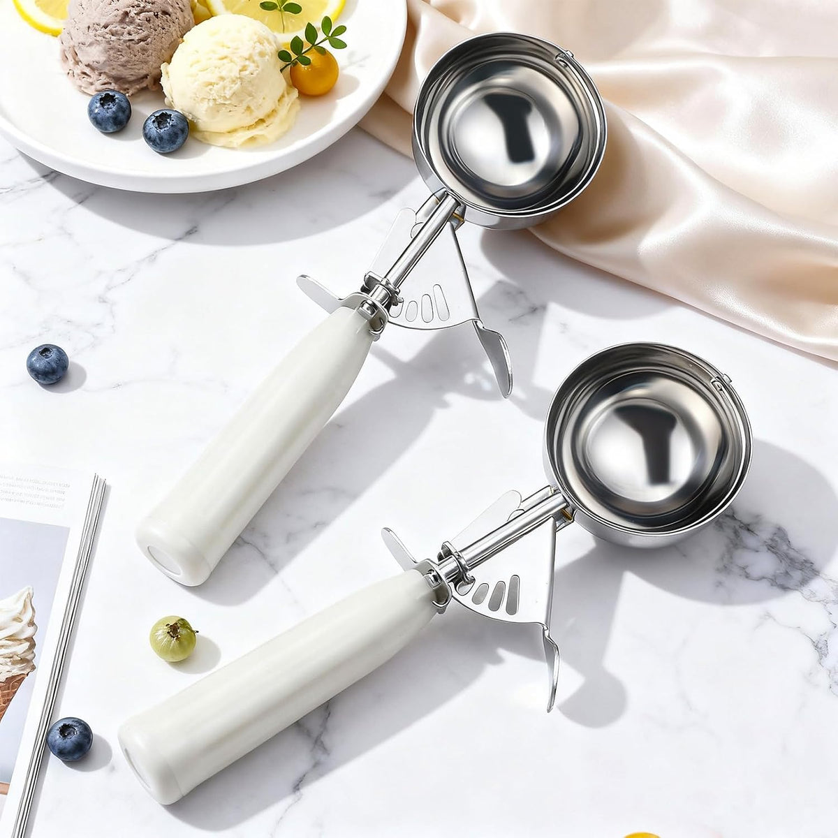 Reallnaive Ice Cream Scooper with Trigger, 4 oz, Gray