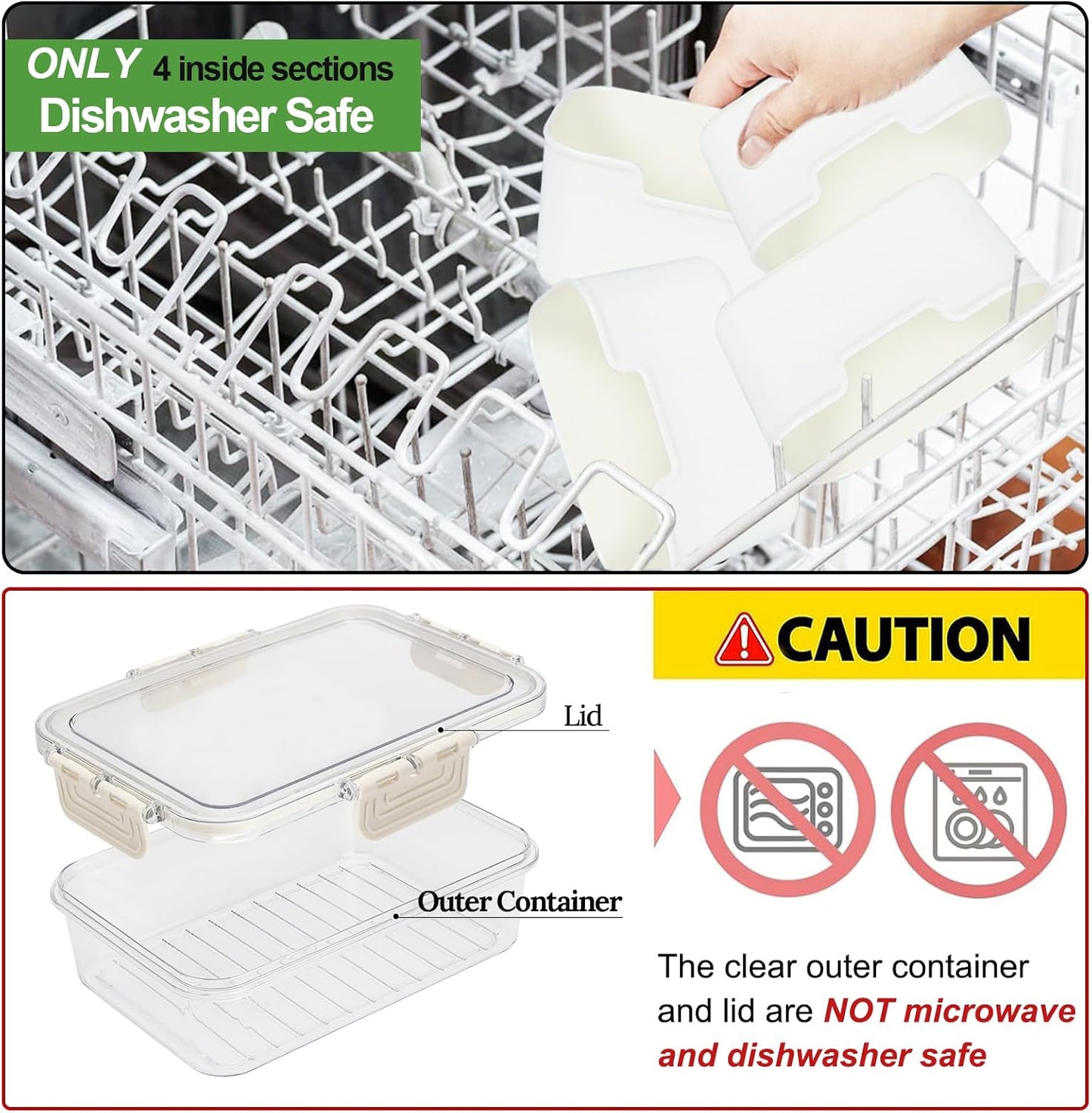 shopwithgreen 2Pcs Divided Serving Tray with Lid and Handle, Portable Snackle Box Snack Containers for Charcuterie, Party, Veggies, Snack, Fruit, Nuts, Candy, Chip, Entertaining, Picnic