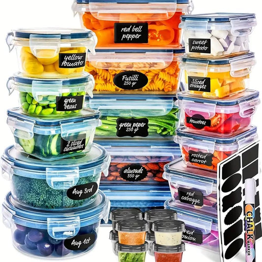 48 Pack Meal Prep Containers Set With Airtight Lids,BPA Free Food Storage Containers For Leftovers Leakproof Stackable Freezer/Microwave/Dishwasher Safe Lunch Box (24, Rectangular+Roud)
