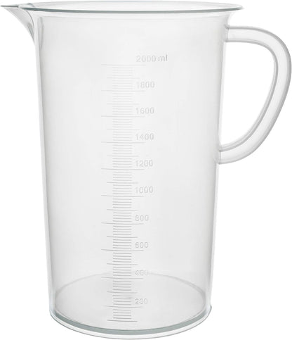 EISCO Plastic Pitcher, 2000mL (2L) - Molded Graduations - Chemical Resistant & Autoclavable Polypropylene - Measuring Jug