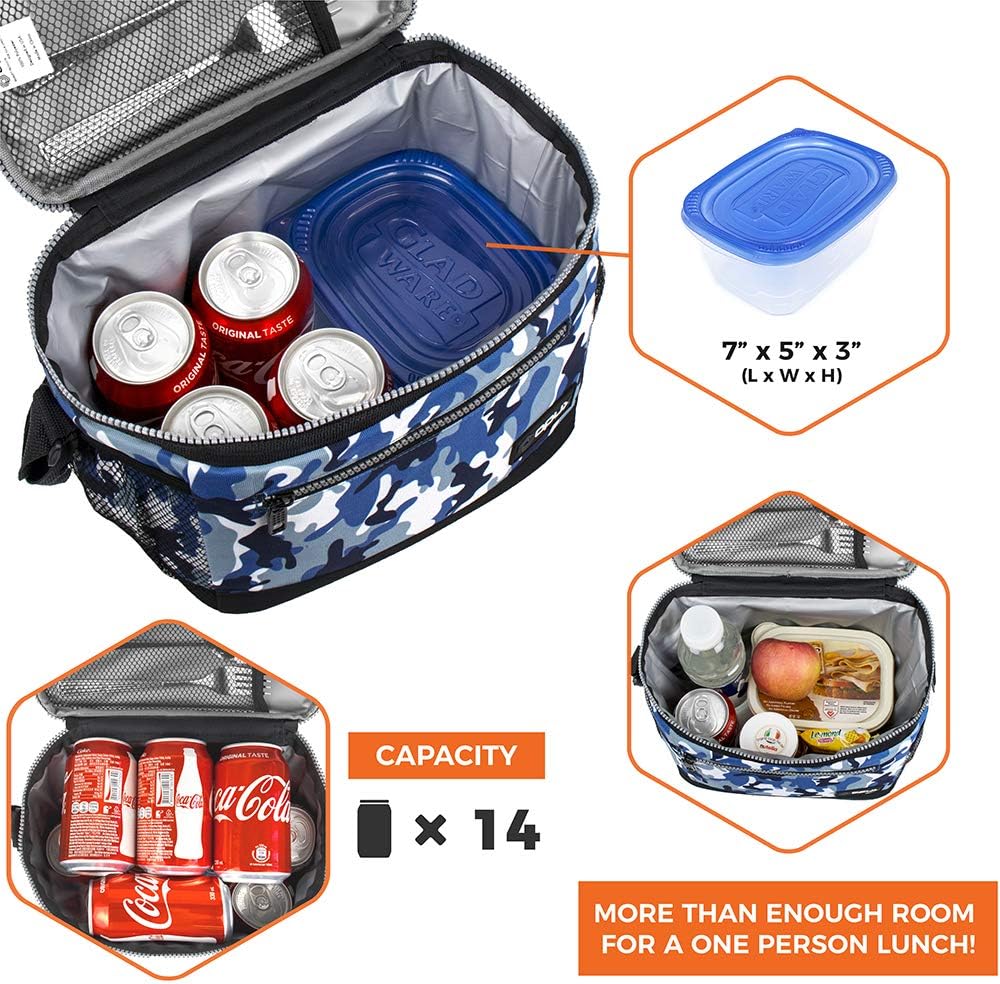 opux Insulated Lunch Box Men Women, Lunch Bag for Work School, Leakproof Soft Cooler Tote Adult, Large Lunch Pail Kids Boys Girls, Picnic Beach Food Bag with Shoulder Strap, Purple Floral