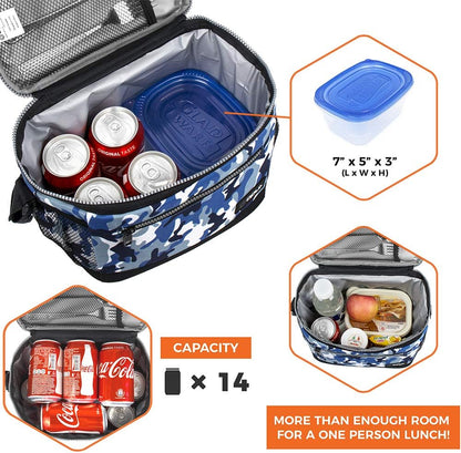 opux Insulated Lunch Box Men Women, Lunch Bag for Work School, Leakproof Soft Cooler Tote Adult, Large Lunch Pail Kids Boys Girls, Picnic Beach Food Bag with Shoulder Strap, Purple Floral