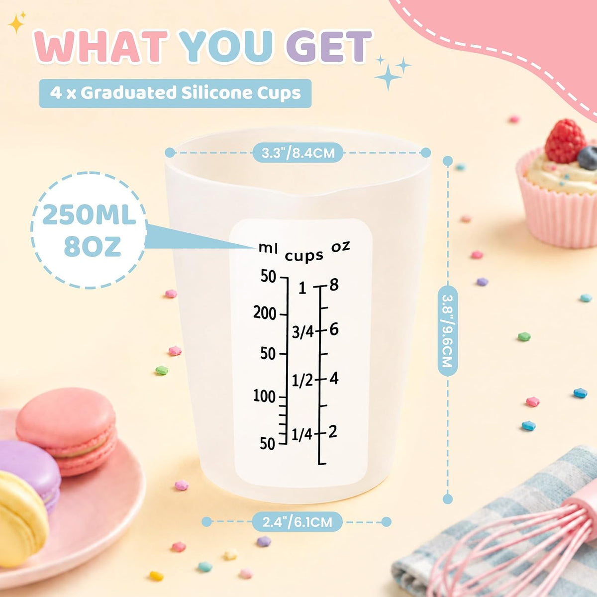 Silicone Resin Mixing Measuring Cups for Resin Supplies, 600ml/20oz Bowl, 250 & 100ml Thickened Reusable Silicone Cups for Epoxy Mixing, with Stir Sticks and Pipettes, Jewelry Making