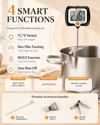 Oven Thermometer 2.75-Inch Dual Scale, 50-300°C/100-600°F, NSF 2‑Pack