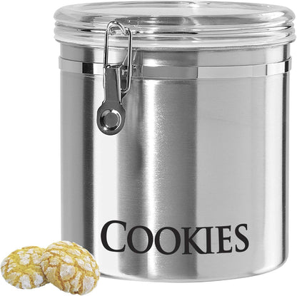 Oggi Jumbo 8" Stainless Steel Flour Clamp Canister - Airtight Food Storage Container Ideal for Kitchen & Pantry Storage of Flour or other Bulk, Dry Foods.