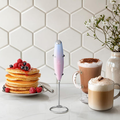 Zulay Kitchen Rechargeable Milk Frother Handheld - Frother Wand, Drink Mixer, Electric Whisk Frother, for Cappuccinos, Matcha & Protein Powder - Dynamic 3 Whisk, 3 Speed 500mAh Black - Colors C