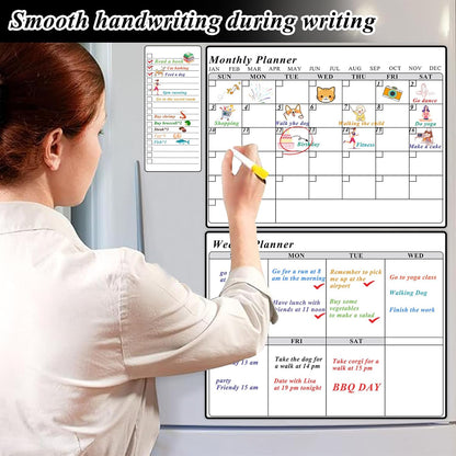 Utron Magnetic Calendar for Refrigerator, 3P Fridge Calendar Magnet, 14×11In Monthly and Weekly Planner & 3.5×8In Daily List Magnetic Calendar