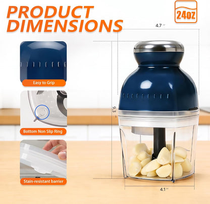 Brigii Electric Garlic Mincer & Onion Chopper, 3-Cup Mini Food Processor
