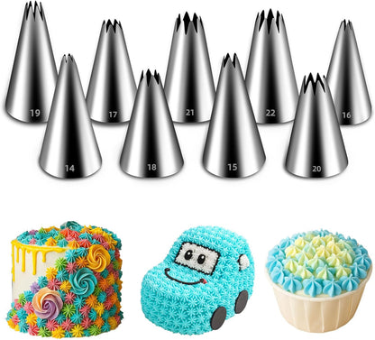 Suuker Open Star Piping Tips Set, 9 Pieces, Small Size