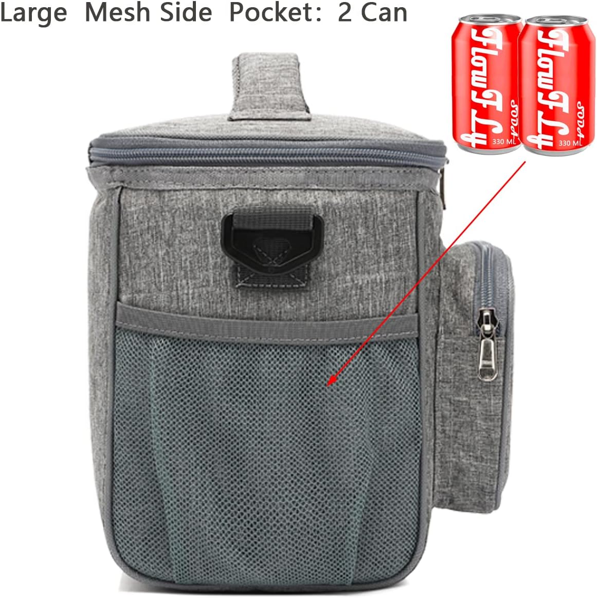 FlowFly Insulated Reusable Lunch Bag Adult Large Lunch Box for Women and Men with Adjustable Shoulder Strap,Front Zipper Pocket and Dual Large Mesh Side Pockets,Cherry - Colors A