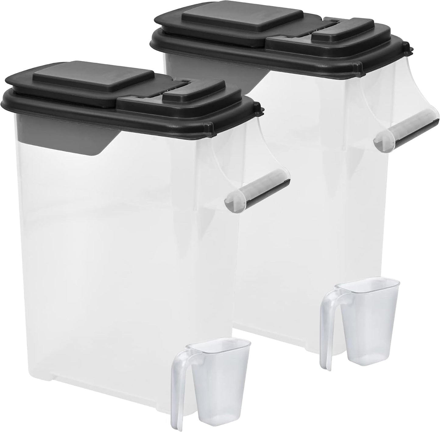 Buddeez Pet Food Storage Dispensers Plastic 4 Gallon - Airtight Flip Top for Freshness - Dry Dog Food, Cat Food or Bird Seed Plastic Containers (Set of 2)
