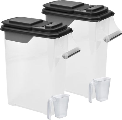 Buddeez Pet Food Storage Dispensers Plastic 4 Gallon - Airtight Flip Top for Freshness - Dry Dog Food, Cat Food or Bird Seed Plastic Containers (Set of 2)