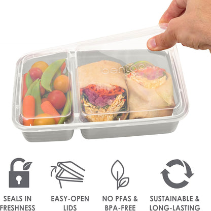 Bentgo Prep 60-Piece Meal Prep Kit - Reusable PFAS & BPA-Free Food Containers, 1-Compartment, 2-Compartment, & 3-Compartments - Microwave, Freezer, & Dishwasher Safe (Gleam Metallics)