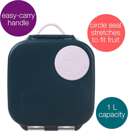 b.box Mini Lunch Box 2-Pack, Leak Proof Bento Box for Kids, 3 Compartment Snack Containers Ages 3+, Lunchbox for Daycare + School, Dishwasher Safe, BPA-Free, PFAS-Free, 4.25 Cup - Blue + Green