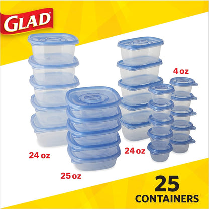 GladWare Food Storage Containers, Family Variety Pack, 24 Piece Set | with Glad Lock Tight Seal, BPA Free Containers and Lids in a Variety of Sizes to Hold and Store Food
