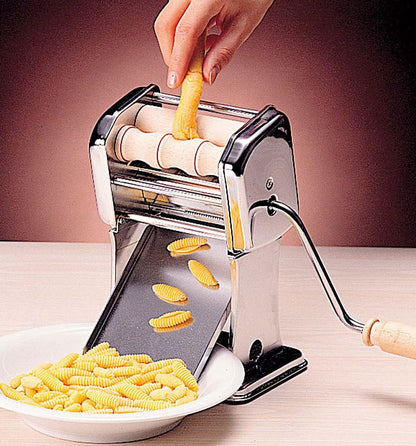 Pasta Maker Machine by Imperia- Heavy Duty Steel Construction w Easy Lock Dial and Wood Grip Handle- Model 190