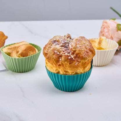 12 Pack Silicone Cupcake Liners - Reusable Baking Cups, Non-Stick Muffin Liners & Cup Cake Set