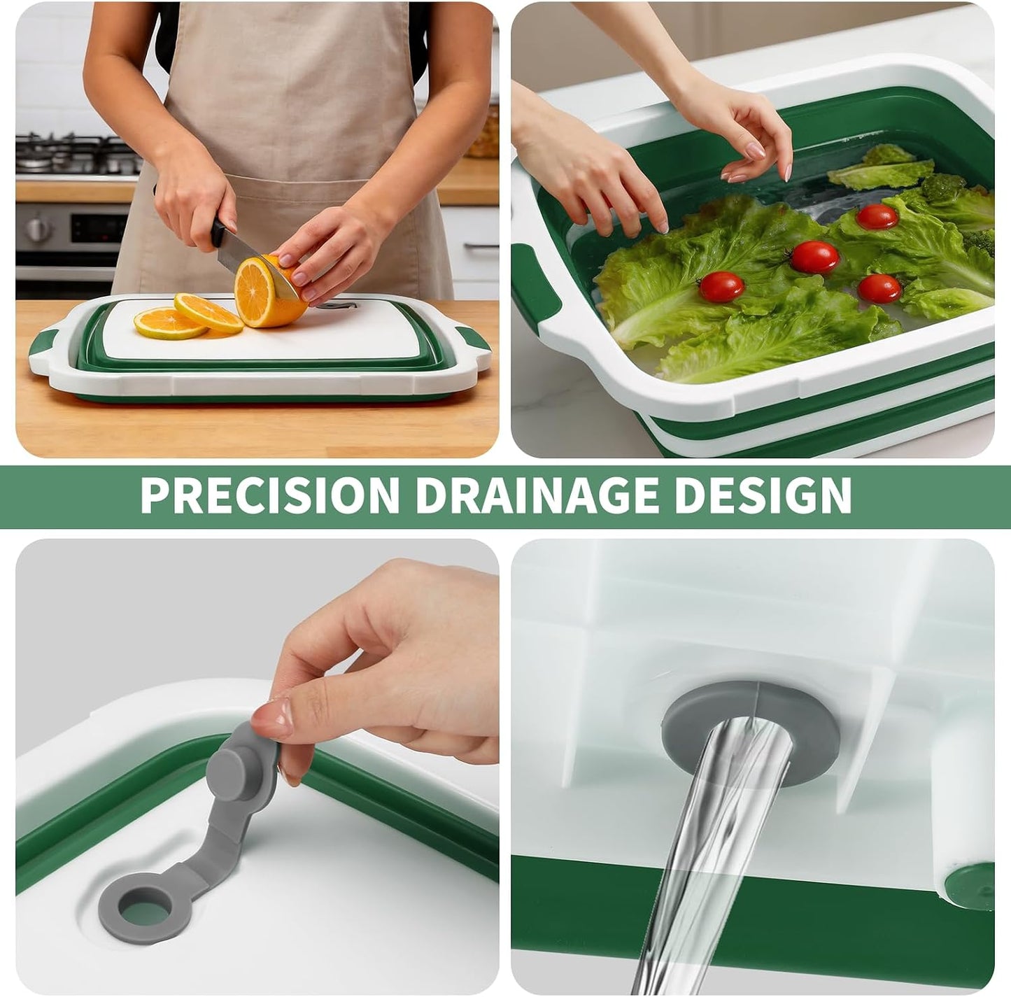 XUDAKAIXIN Collapsible BBQ Prep Tub for Meal Prep, Marinating,Food Storage, picnics, camping, barbecues,cutting fruits and vegetables - Includes Cutting Board and Locking Lid,(X-Large) Black