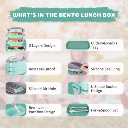 Stainless Steel Bento Box for Adults&Kids,Japanese Leakproof Lunch Box Divided Food Meal Storage Containers Set Stackable 2 Layer for Children School Picnic Beige