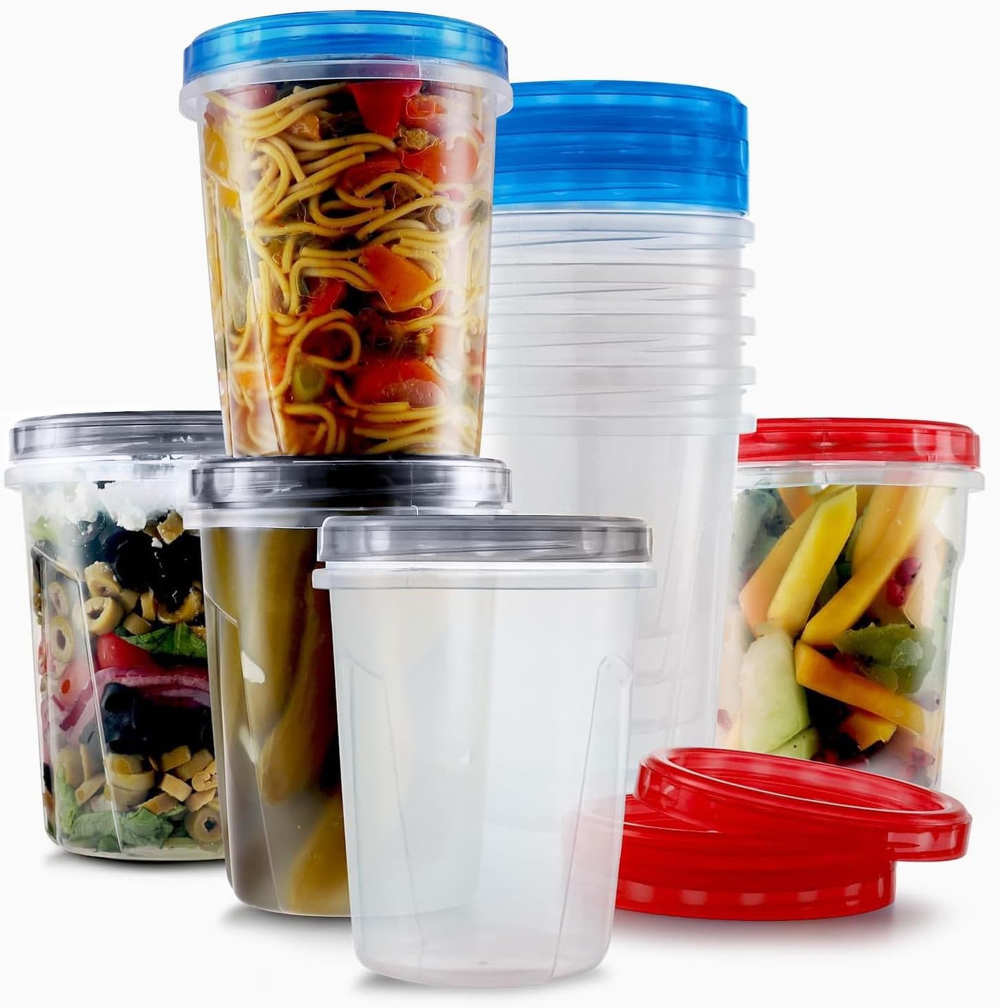 Tafura 10 Pack Leakproof Freezer Containers for Food with Twist Top Lids - 32 Oz BPA Free Reusable Plastic Soup Containers with Screw On Lids - Ideal for Meal Prep, Leftovers & Pantry Organization