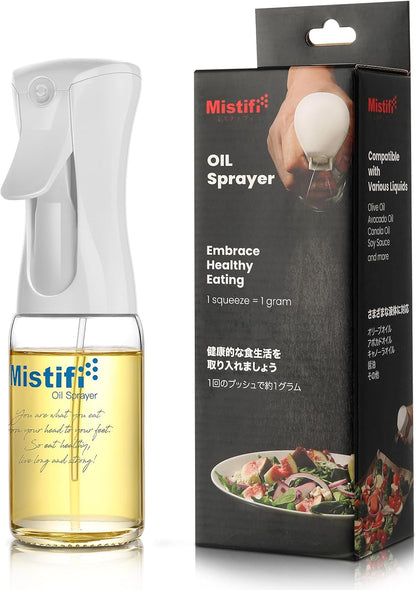 Mistifi Oil Sprayer 150ml glass bottle. Upgraded Version.Fine Mist Spray Bottle for Air Fryer, Olive Oil, Avocado Oil, Healthy Nonstick Frying, Commercial & Home Kitchen Use (PS635)