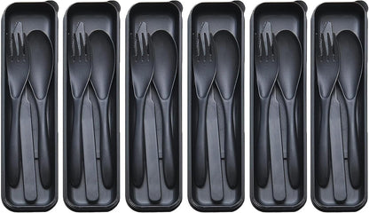 Reusable Travel Utensils with Case, Wheat Straw Portable Plastic Fork Spoons Knife Tableware, Eco-Friendly BPA Free Camping Cutlery for Lunch Box Accessories Work Picnic or Daily Use (Purple)