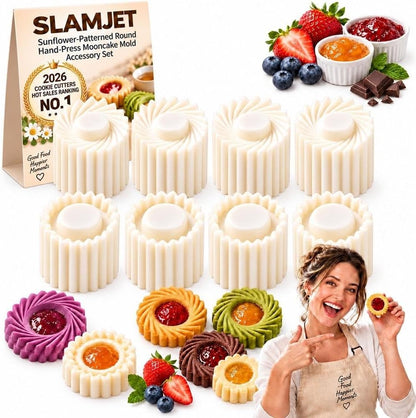 Sunflower Patterned Round Hand-Press Mooncake Double-Ended Pastry Mold